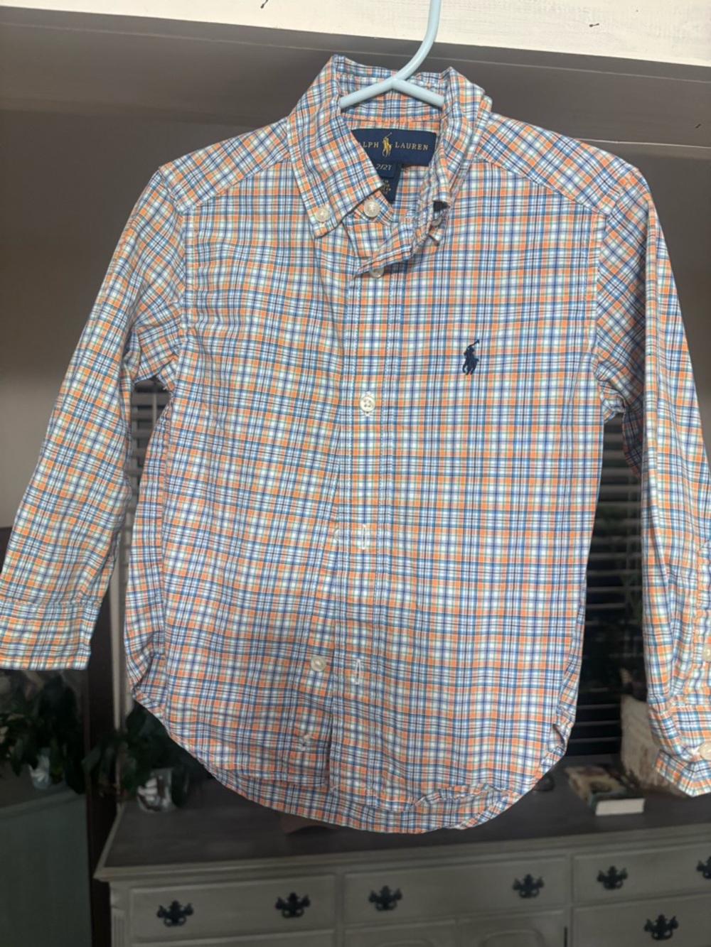 Ralph Lauren Kids  Orange & Blue Plaid Button-Down Shirt
